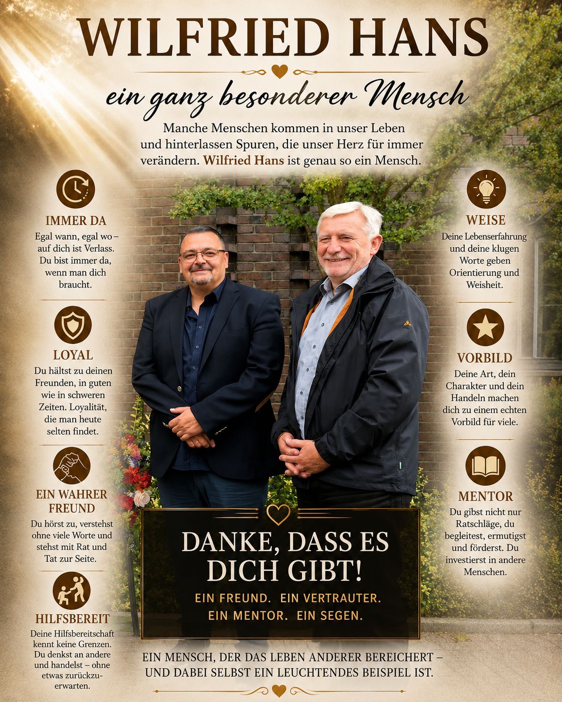 Dank an Wilfried Hans
